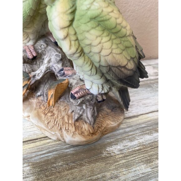 1970s Andrea by Sadek Green Cockatoos – Hand Painted Porcelain Pair - No Box - Picture 13 of 15